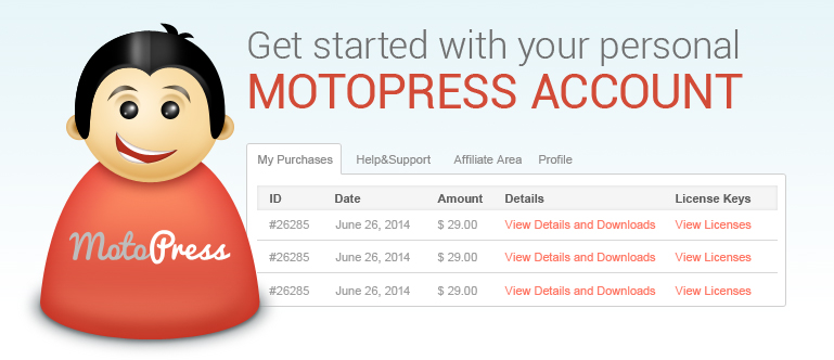 Personal MotoPress account