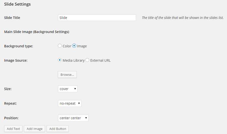 WordPress slide settings