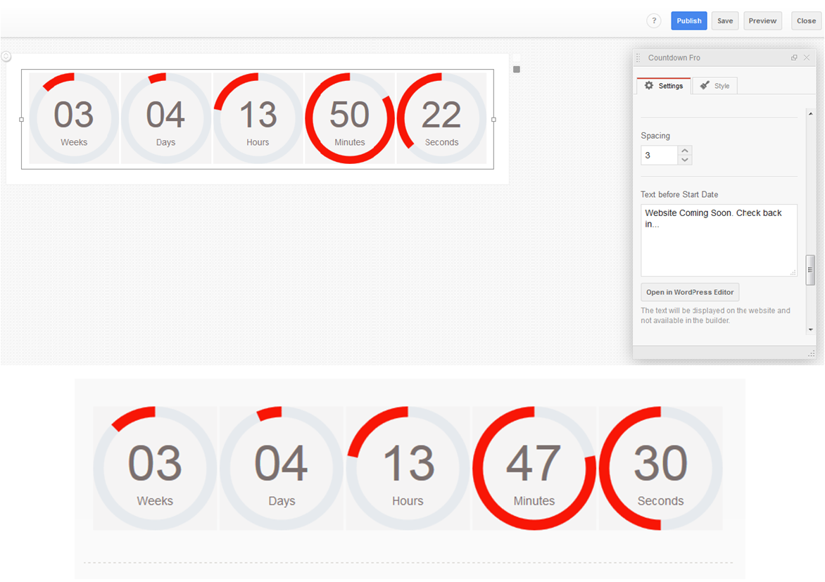 customized Countdown circle Timer