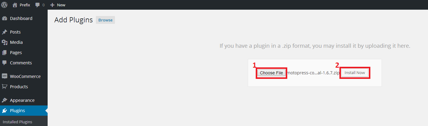 browse plugin wordpress button