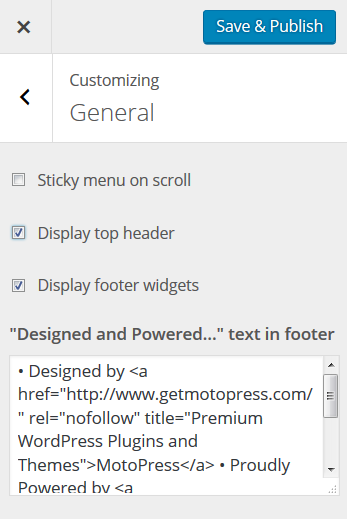 text in footer