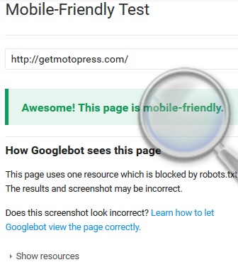 mobile-friendly google test