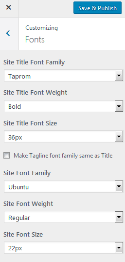 update fonts wordpress customizer