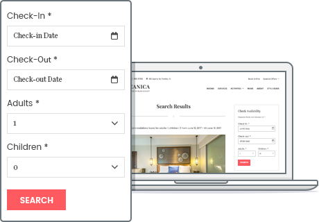 wordpress theme with hotel room booking engine