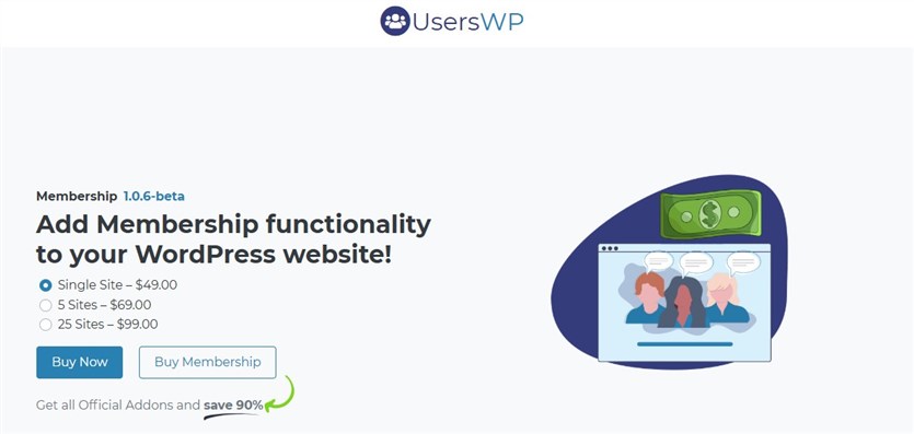 Screenshot of the UsersWP membership plugin.