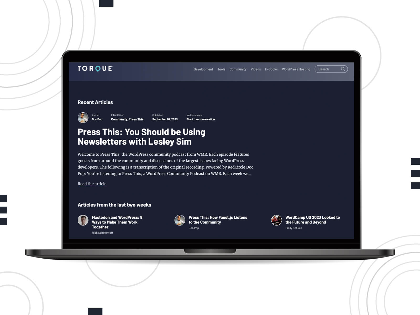 Photo of Torquemag - WordPress-centered website for aspiring developers in light slate gray, dark slate gray, and black hues.