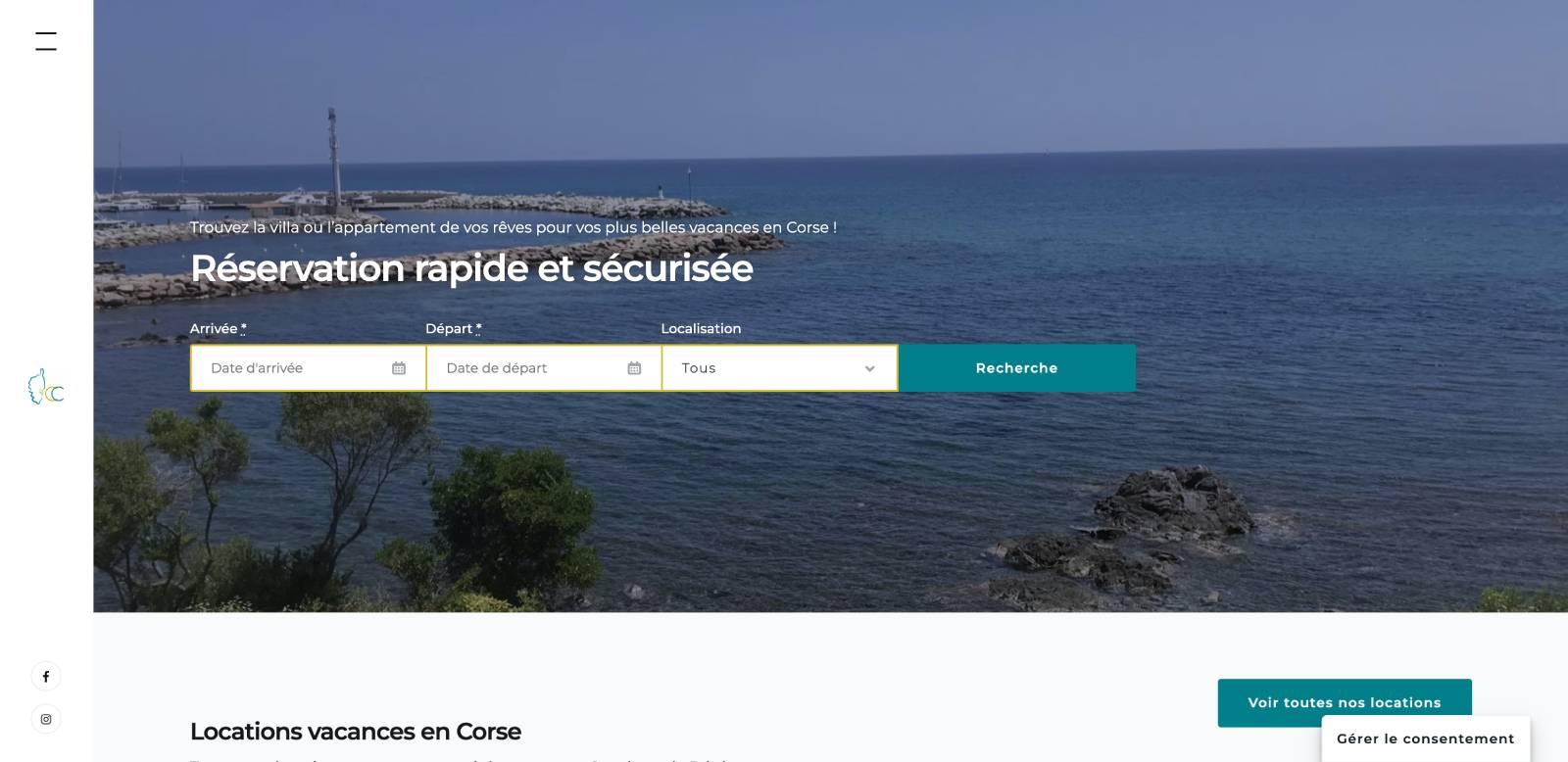 Corsica Casa front page.