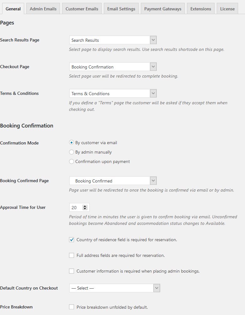 settings hotel booking new