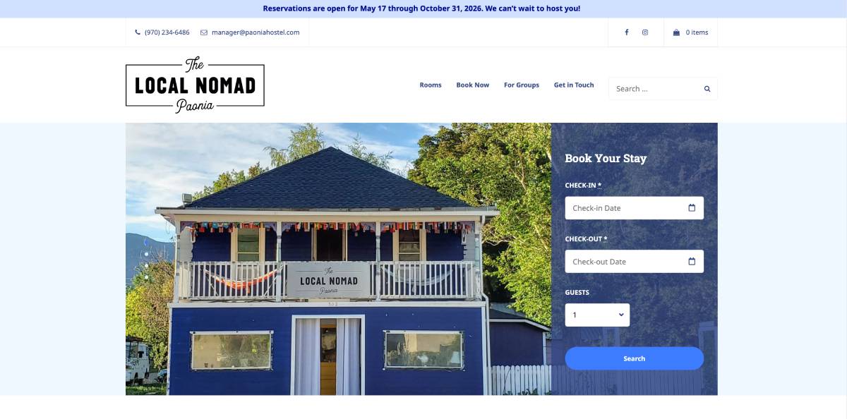 Local Nomand WordPress hotel site.
