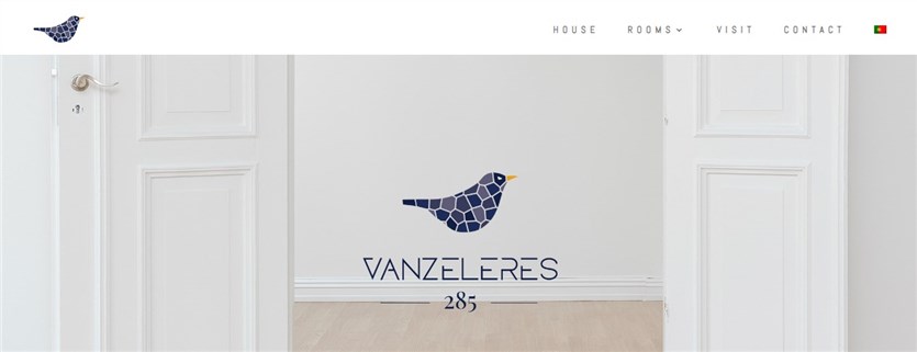 Screenshot of the Vanzeleres website homepage in blue and white colors.