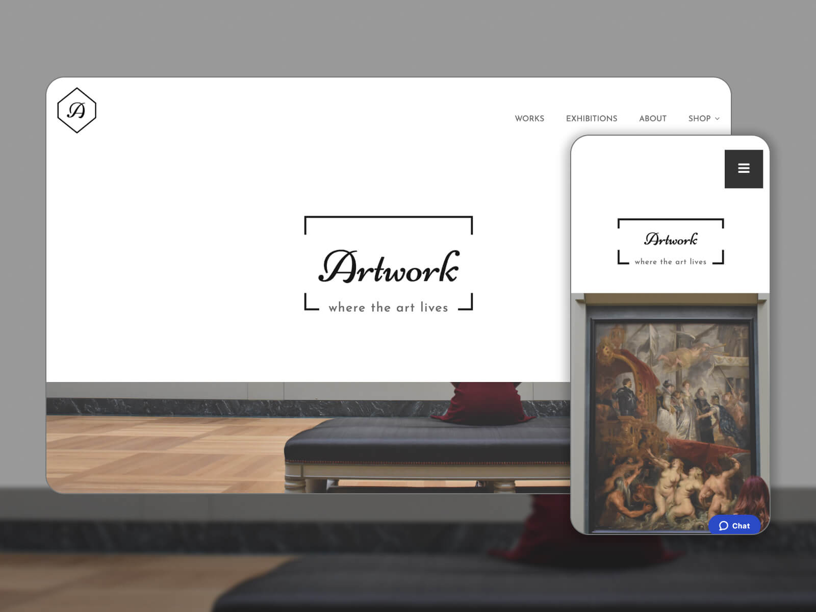Photo of Artwork - WooCommerce-ready theme for modern art galleries and museums in darkgray, darkslategray, dimgray, and white color array.
