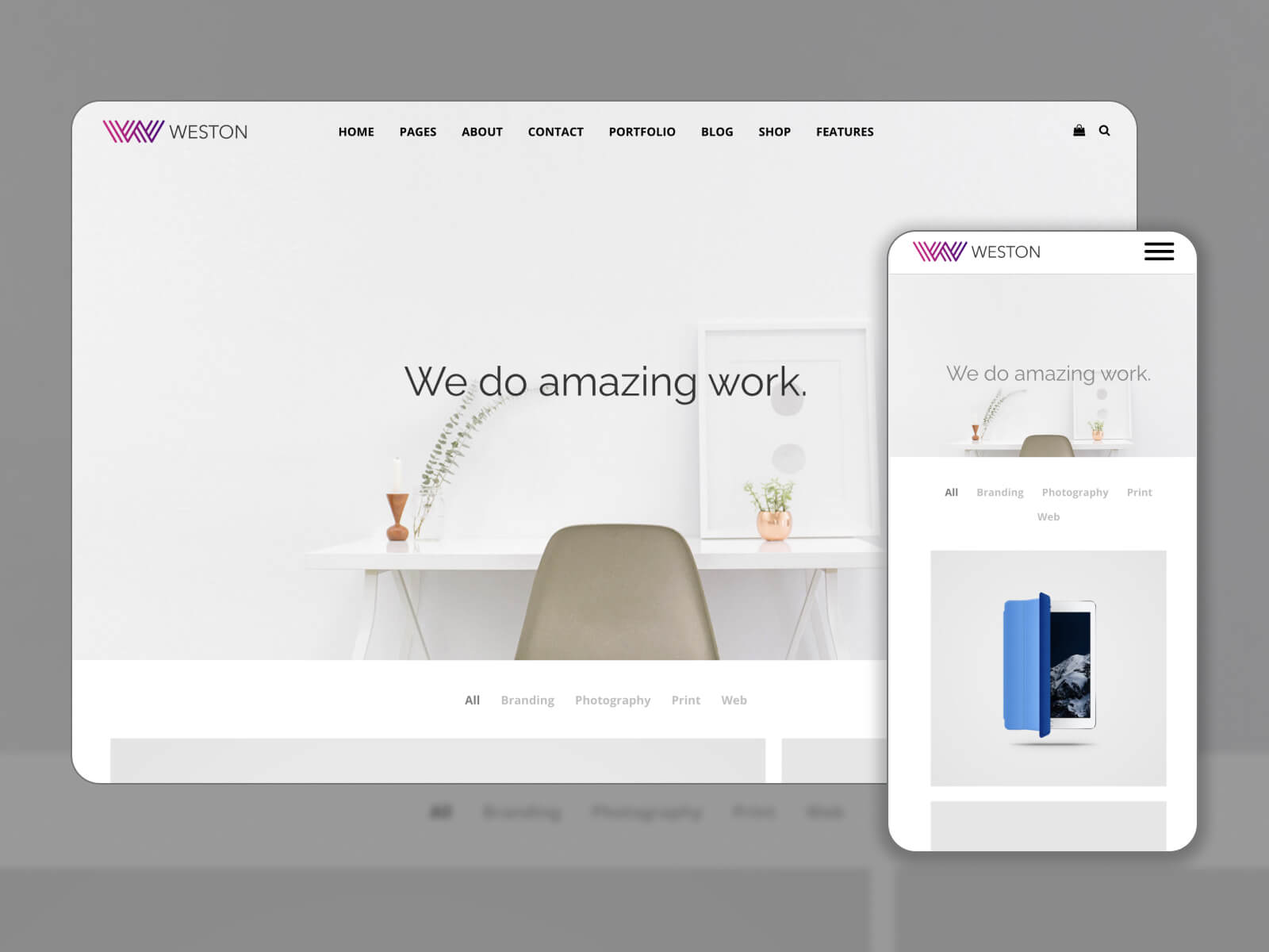Photo of Weston - innovative WooCommerce theme for artistic WordPress platforms in darkslategray, silver, white, whitesmoke, and gray color combination.
