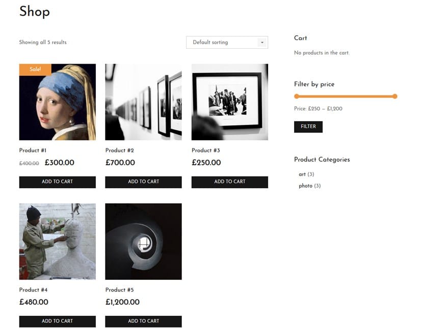 artwork woocommerce shop