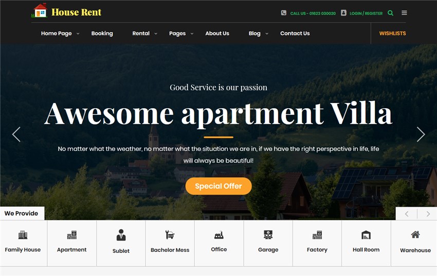 House Rent vacation rental WordPress themes