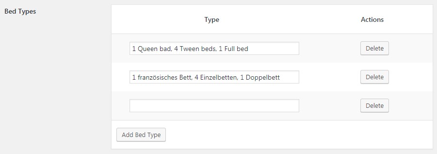 bed types hotel booking