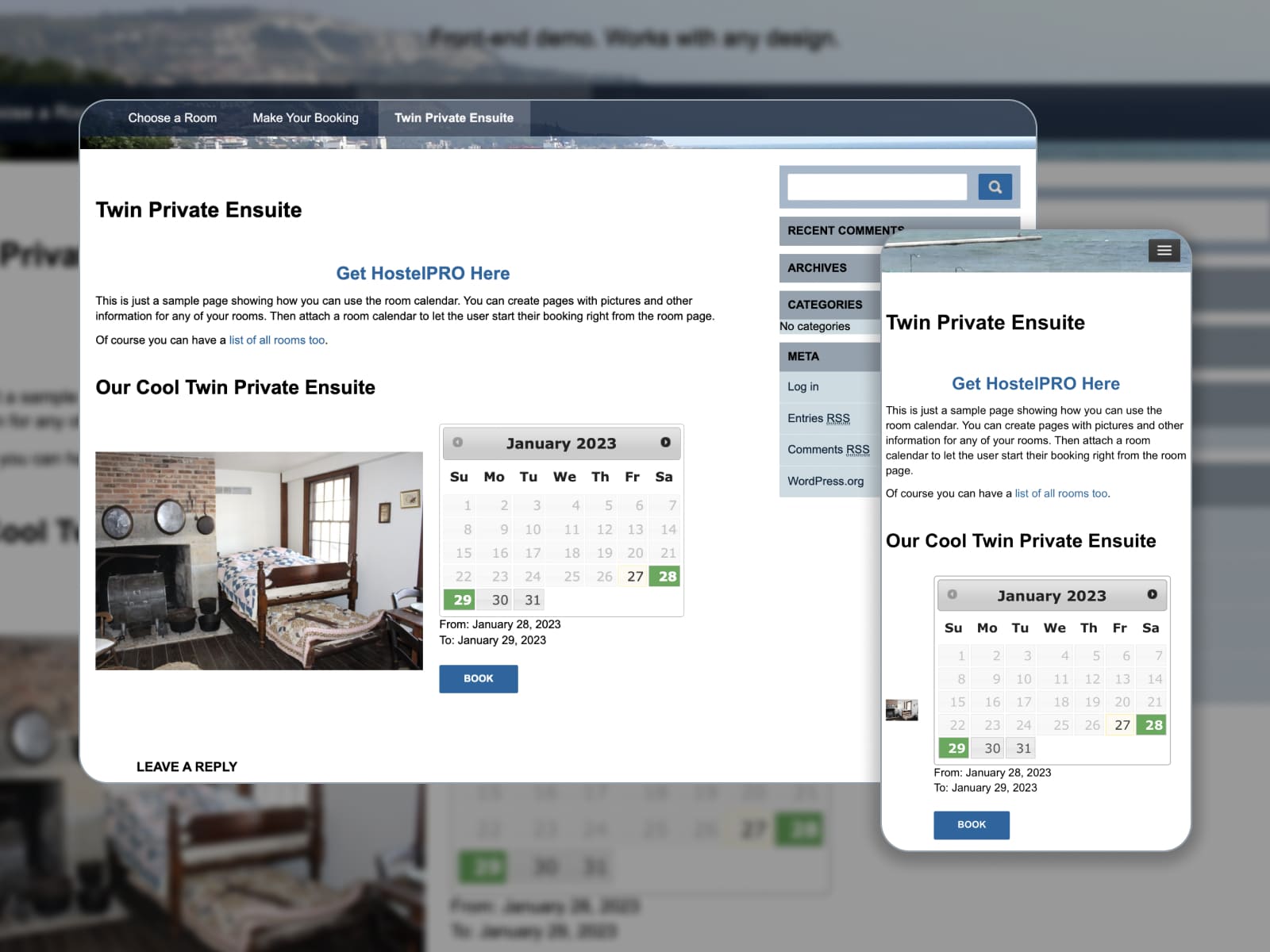 The Hostel PRO WordPress bookng plugin. 