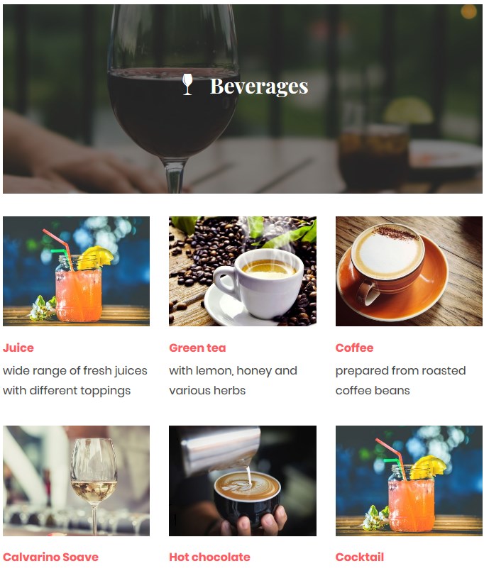 wordpress menu plugin beverages