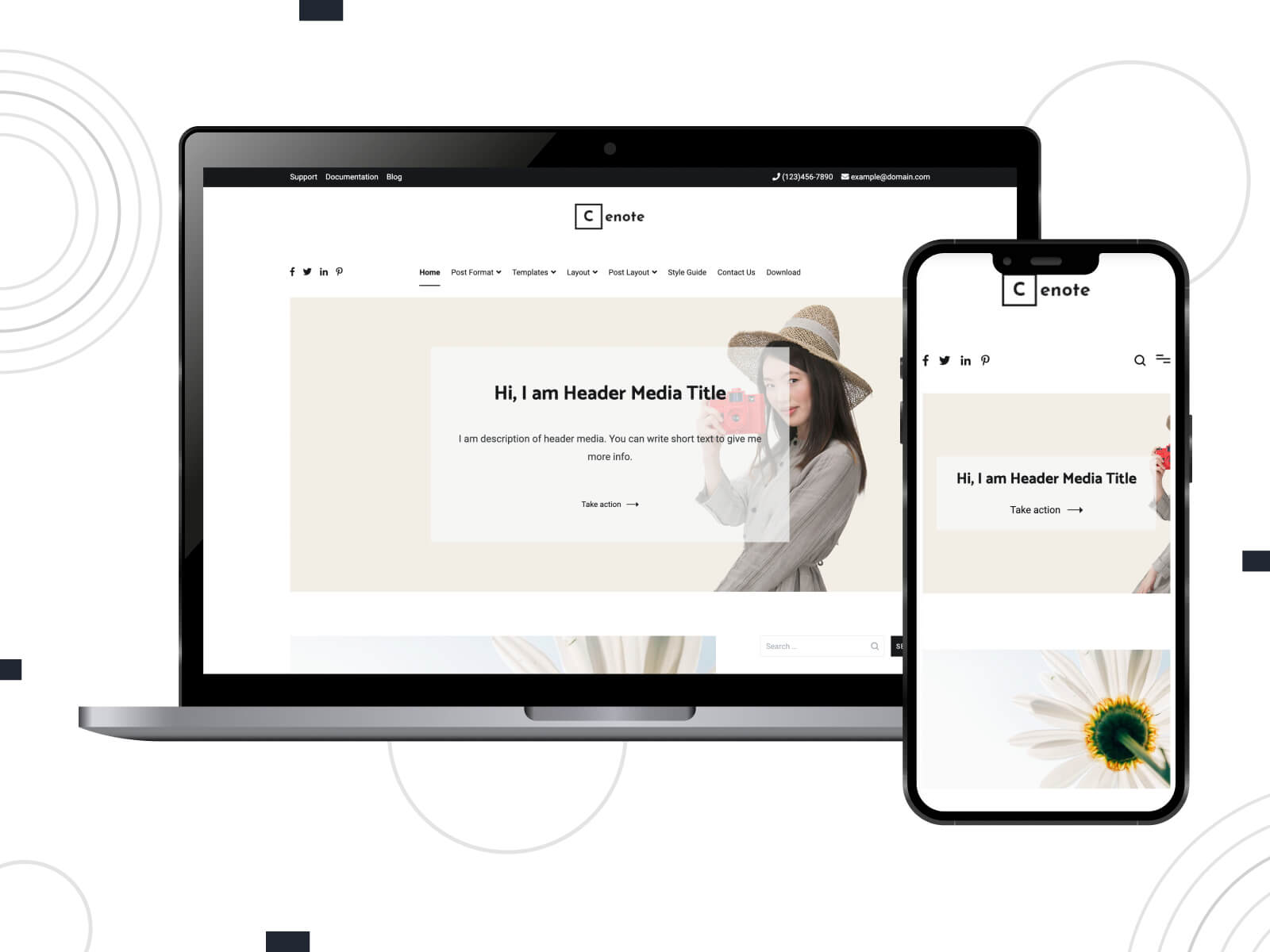 Photo of Cenote - user-friendly magazine theme designed for easy navigation through news in gray, tan, pink, and rosybrown color mix