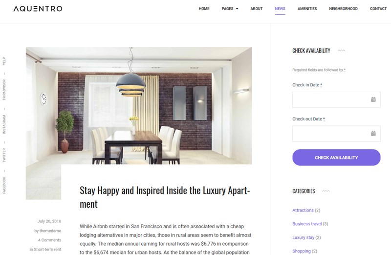 aquentro blog theme single property rental