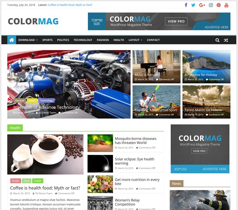 Color magazine. WORDPRESS Themes.