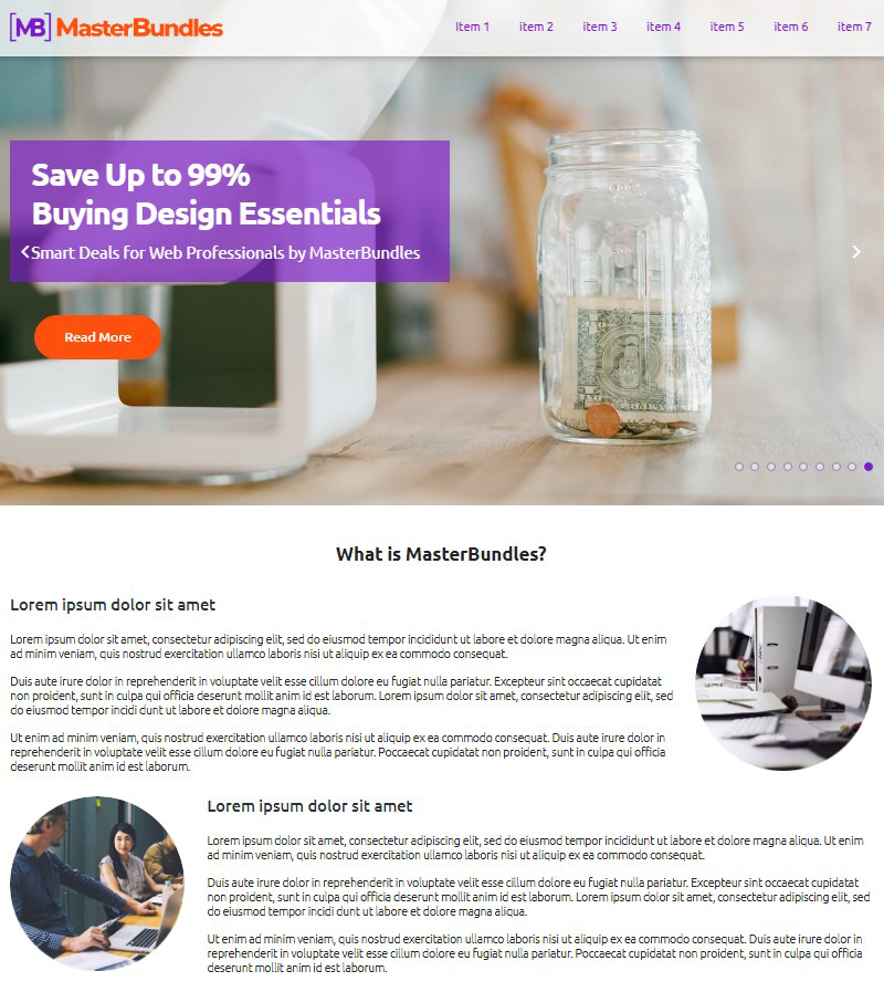 Free landing page theme by MasterBundles