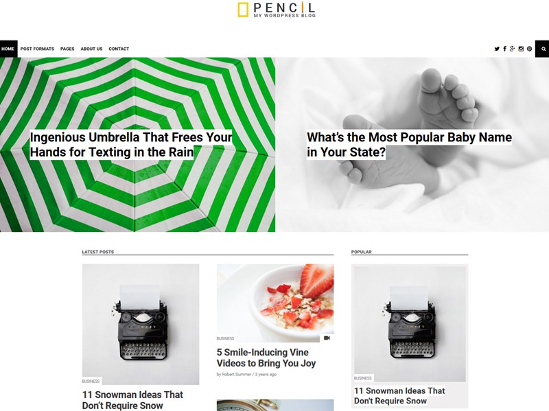 pencil wp theme foe blogs and news websites