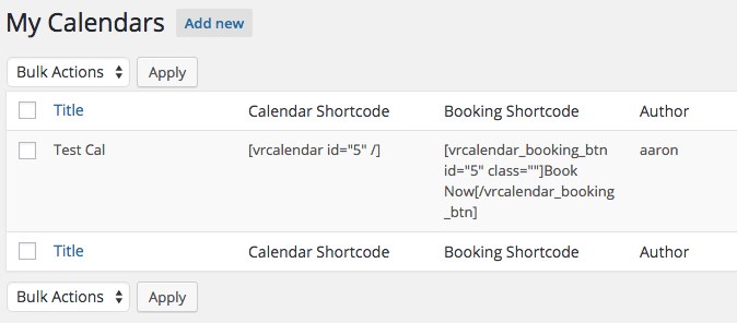 vr calendar sync shortcode