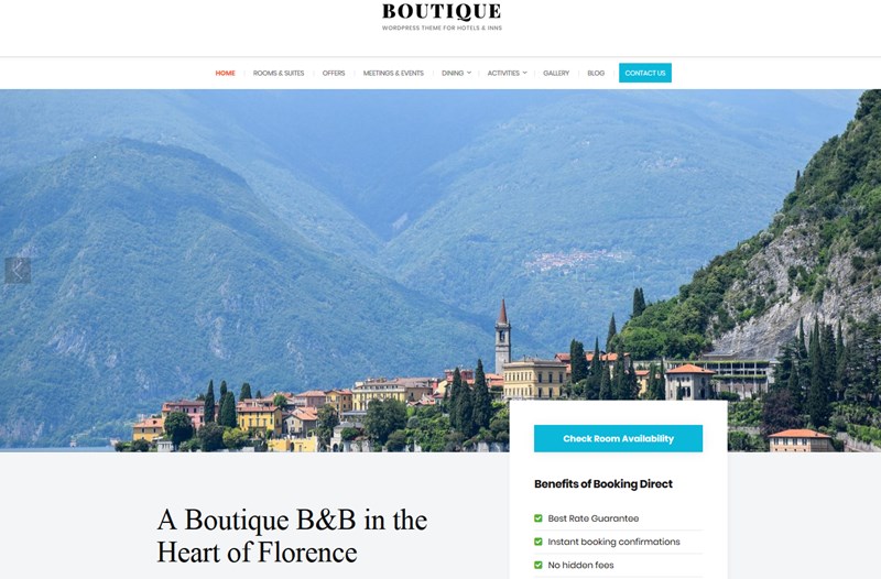 boutique hotel wp theme