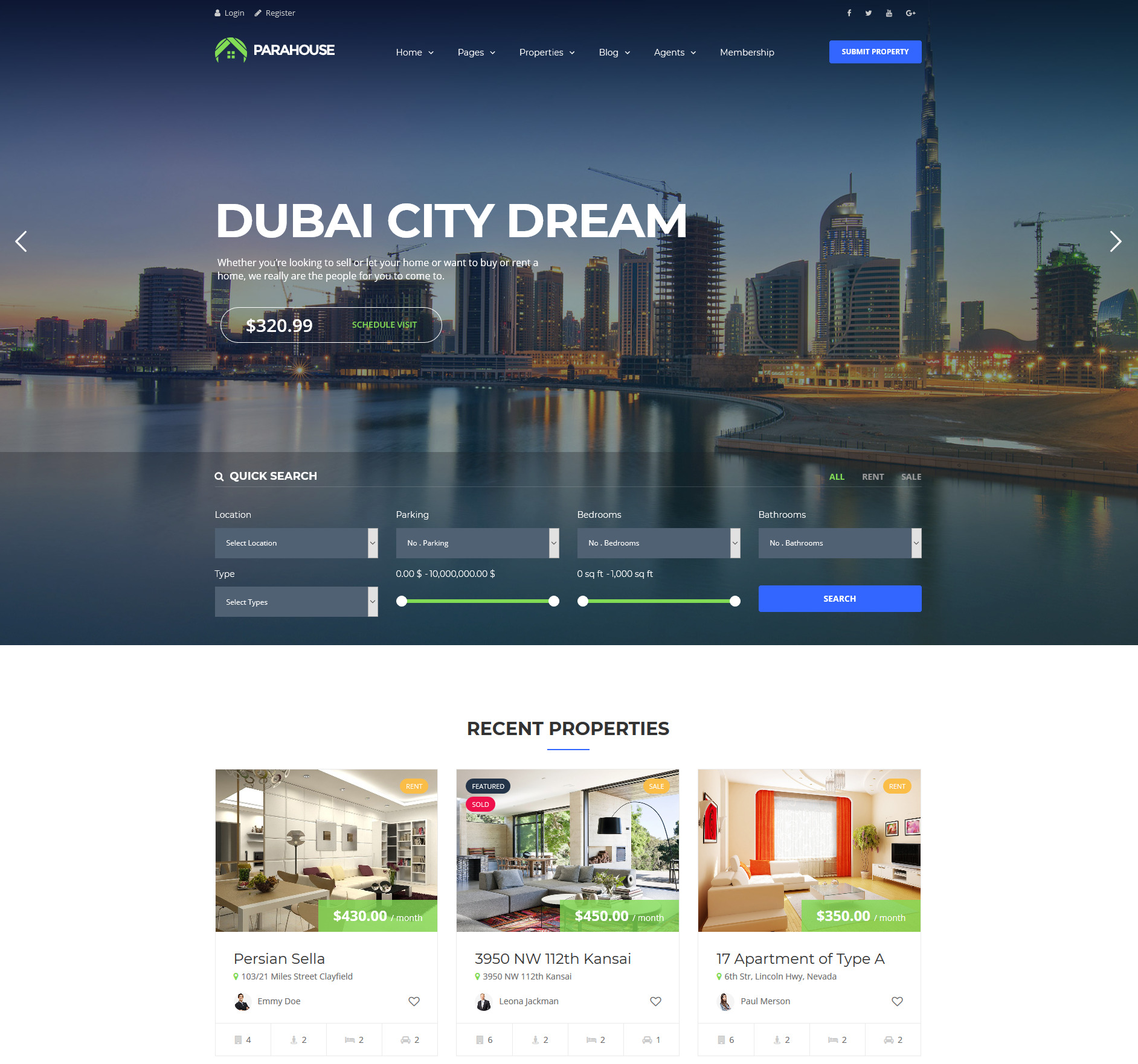 ParaHouse property management wp themes