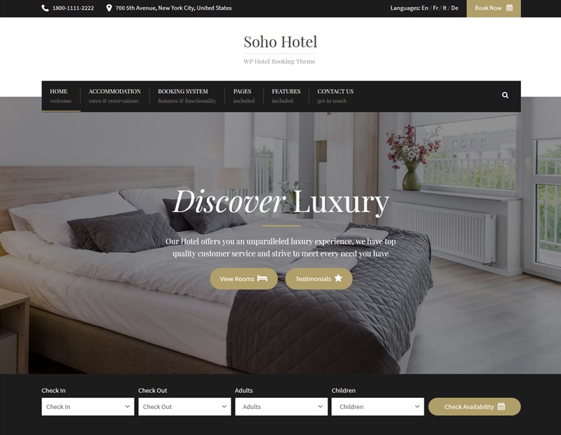 Soho Hotel wp theme