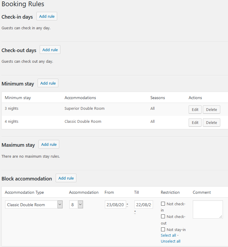 motopress hotel booking - booking rules