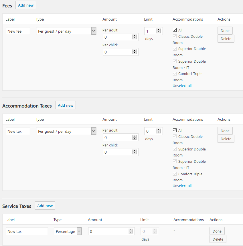 motopress hotel booking taxes and fees