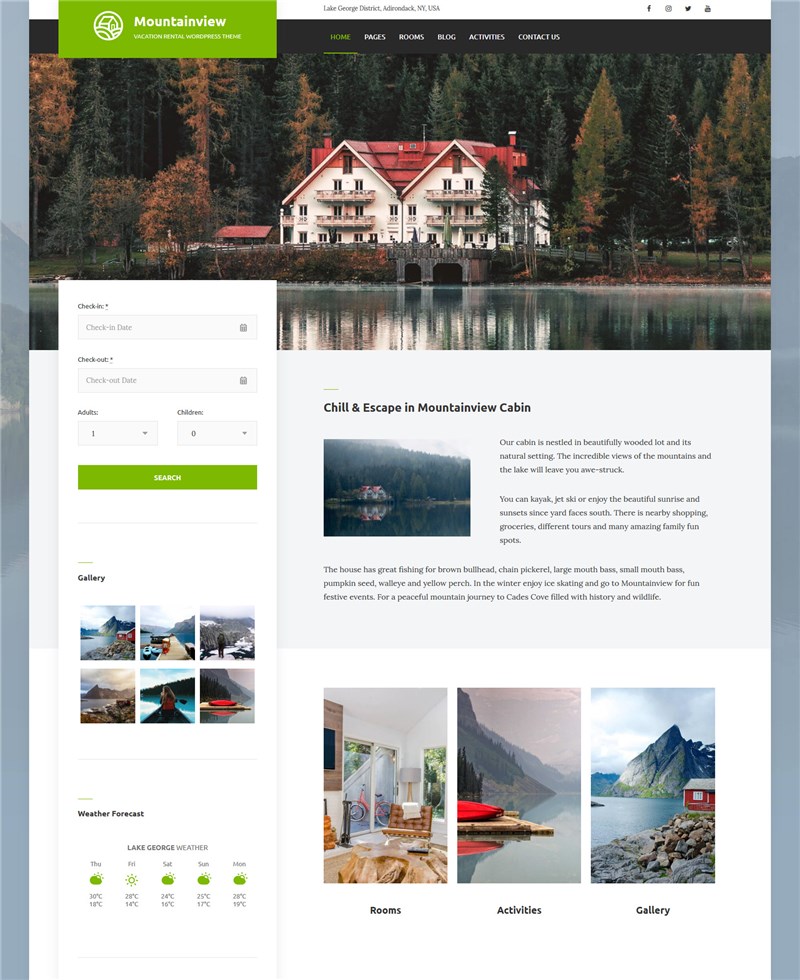 mountainview vacation rental theme