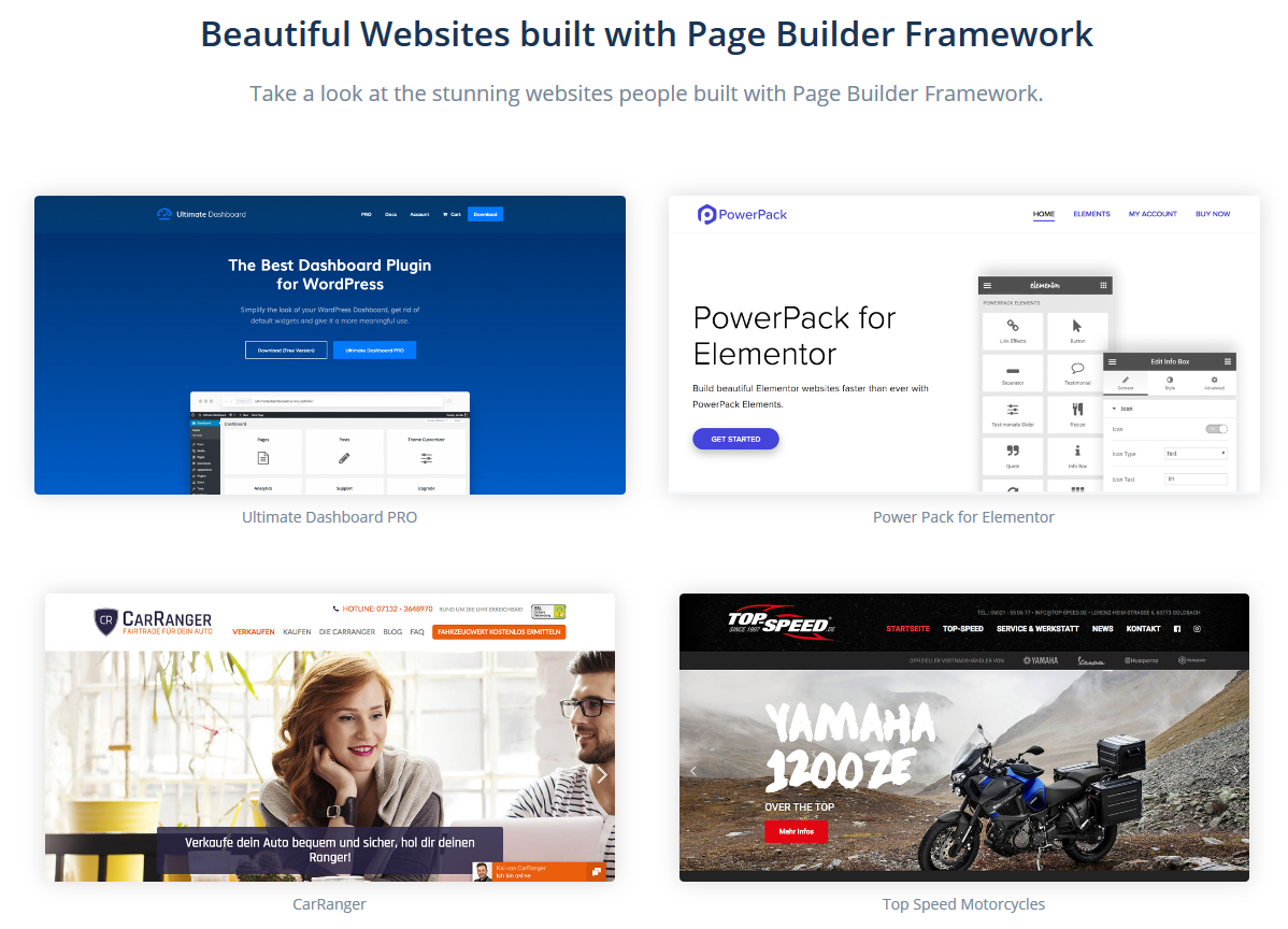 page builder framework wordpress