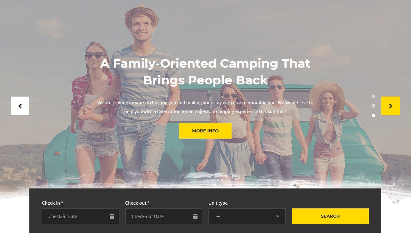 WordPress Camping Template slider