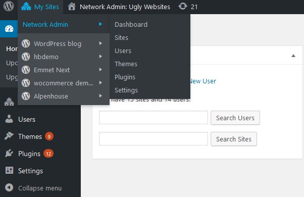 add subsites and users wp multisite