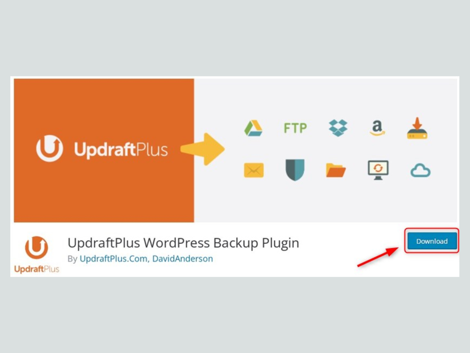 Screenshot of the Updraftplus WordPress site backup plugin from the WordPress official website.