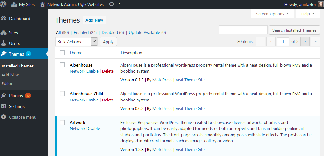 wordpress multisite network enable