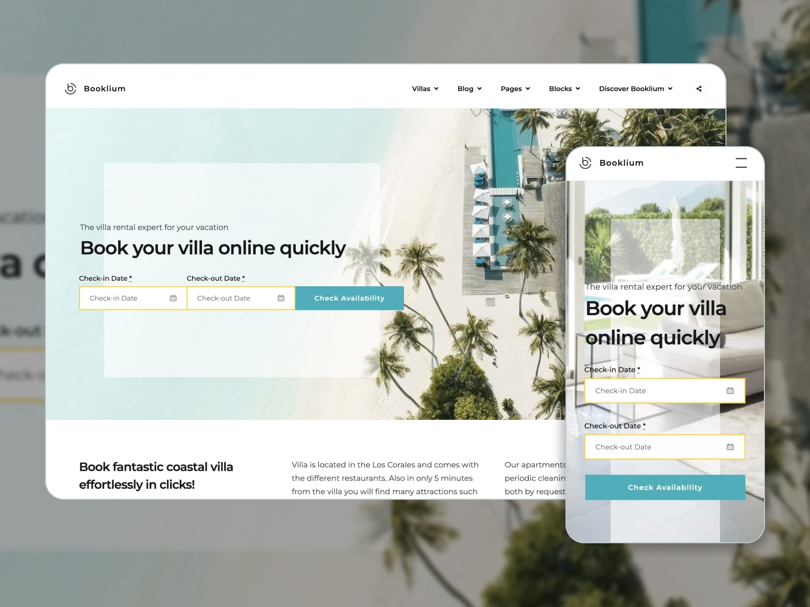 Booklium Property Management WordPress Theme.