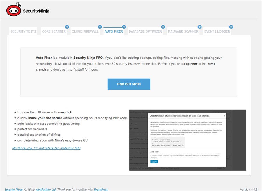 Protect your WordPress website - WP Security Ninja makes it easy