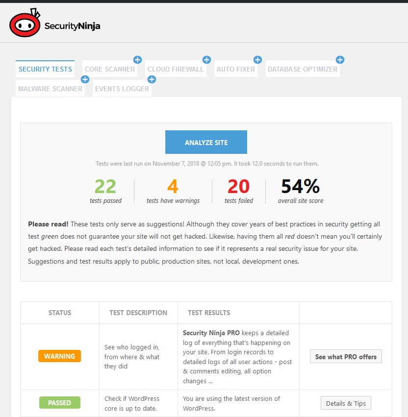 Security Ninja – Secure Firewall & Secure Malware Scanner – WordPress  plugin