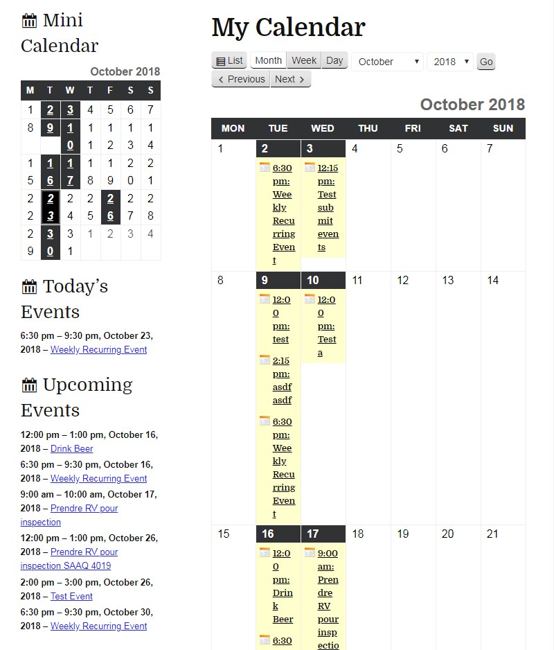 My calendar scheduler plugin WordPress