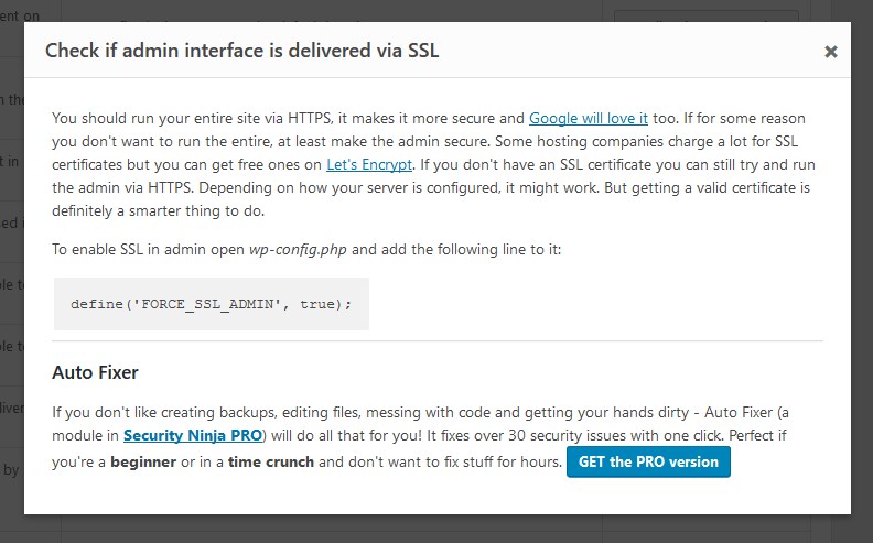 security ninja plugin ssl