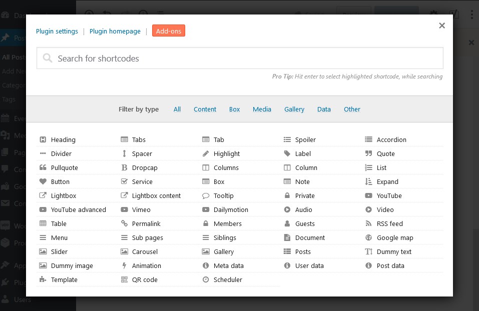 shortcodes ultimate gutenberg