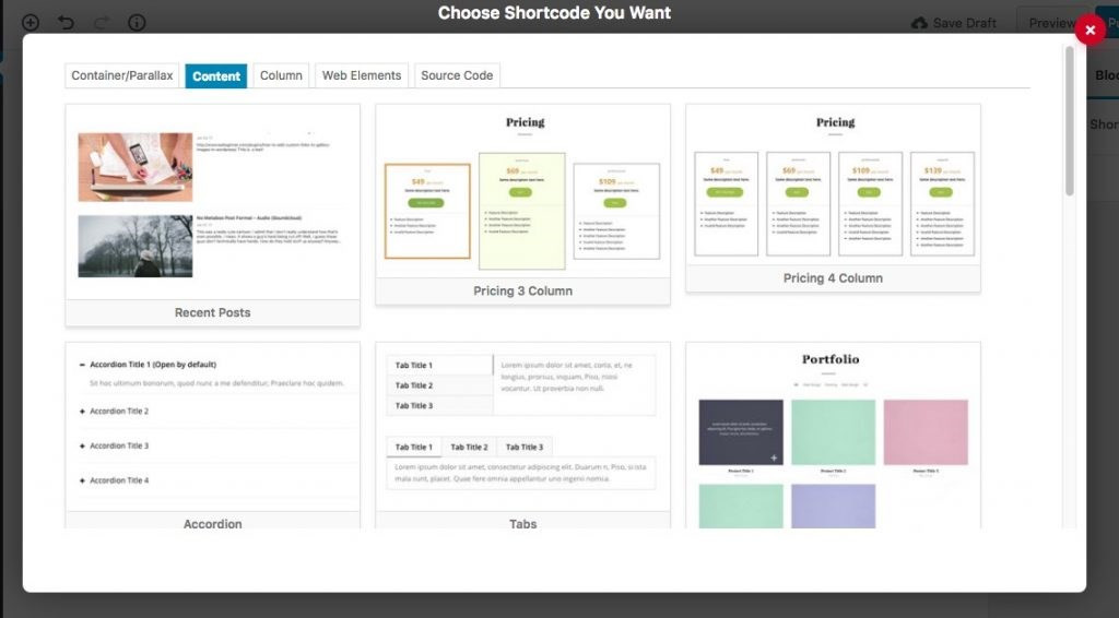 uix shortcodes for gutenberg