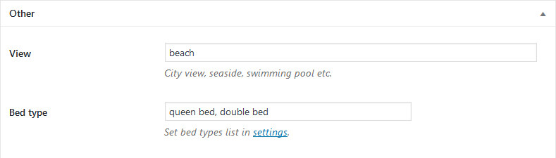 hotel booking wordpress website view and bed type