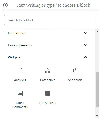 widgets-Gutenberg-WordPress