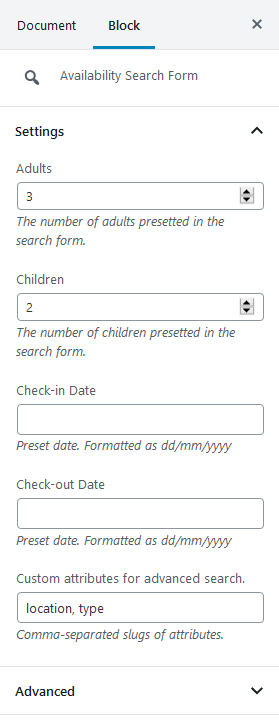availability search form block