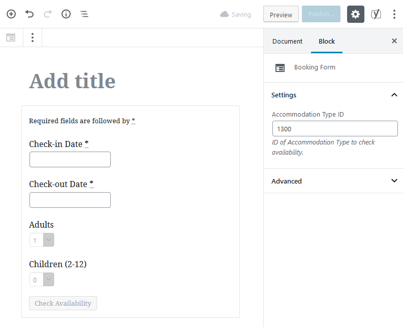 booking form block