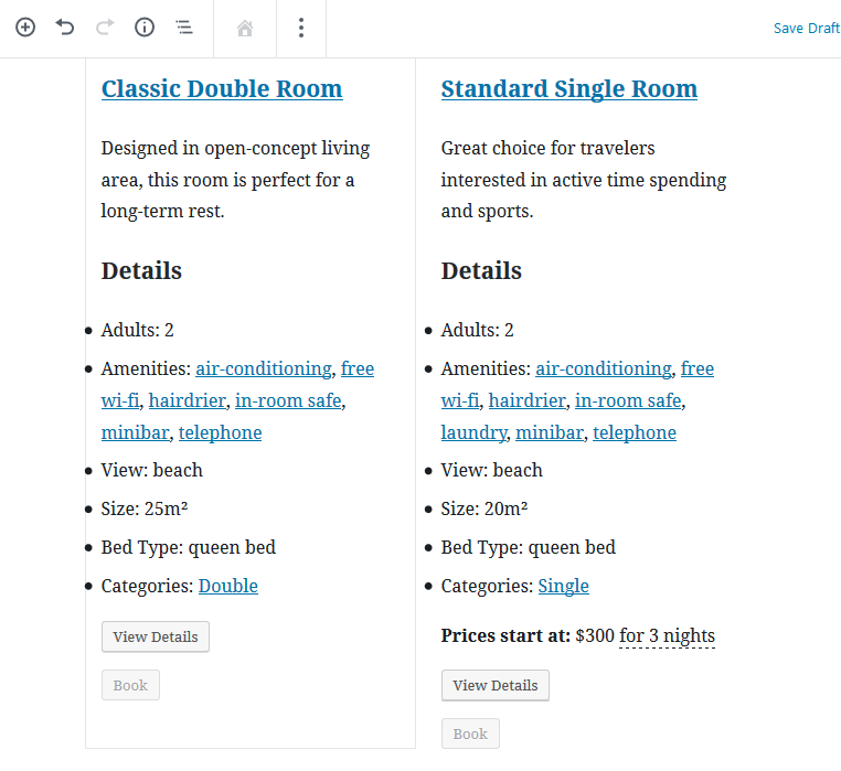 columns accommodation types